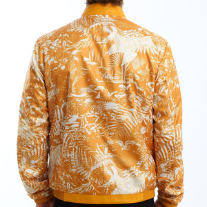 Kashani Men's Mustard Yellow Perforated Leather Reversible Bomber Jacket - Dudes Boutique