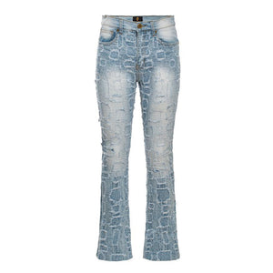 Patchwork Distressed Denim Jeans-LIGHT BLUE - Dudes Boutique