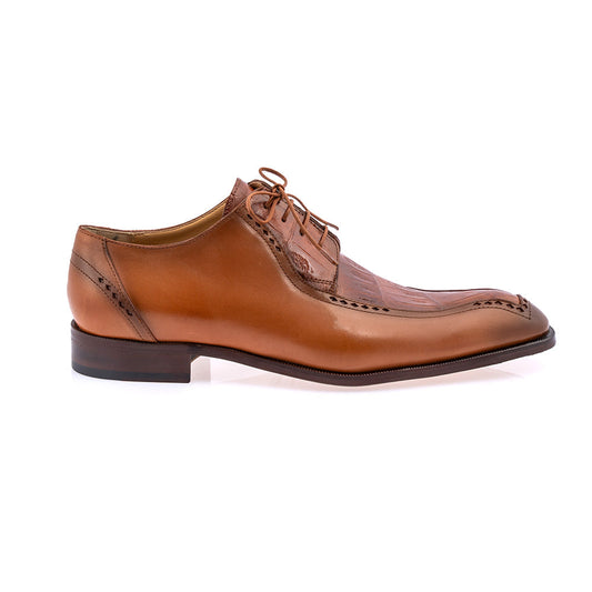 Mauri 1057 Alessi Calfskin & Baby Crocodile Derby Cognac