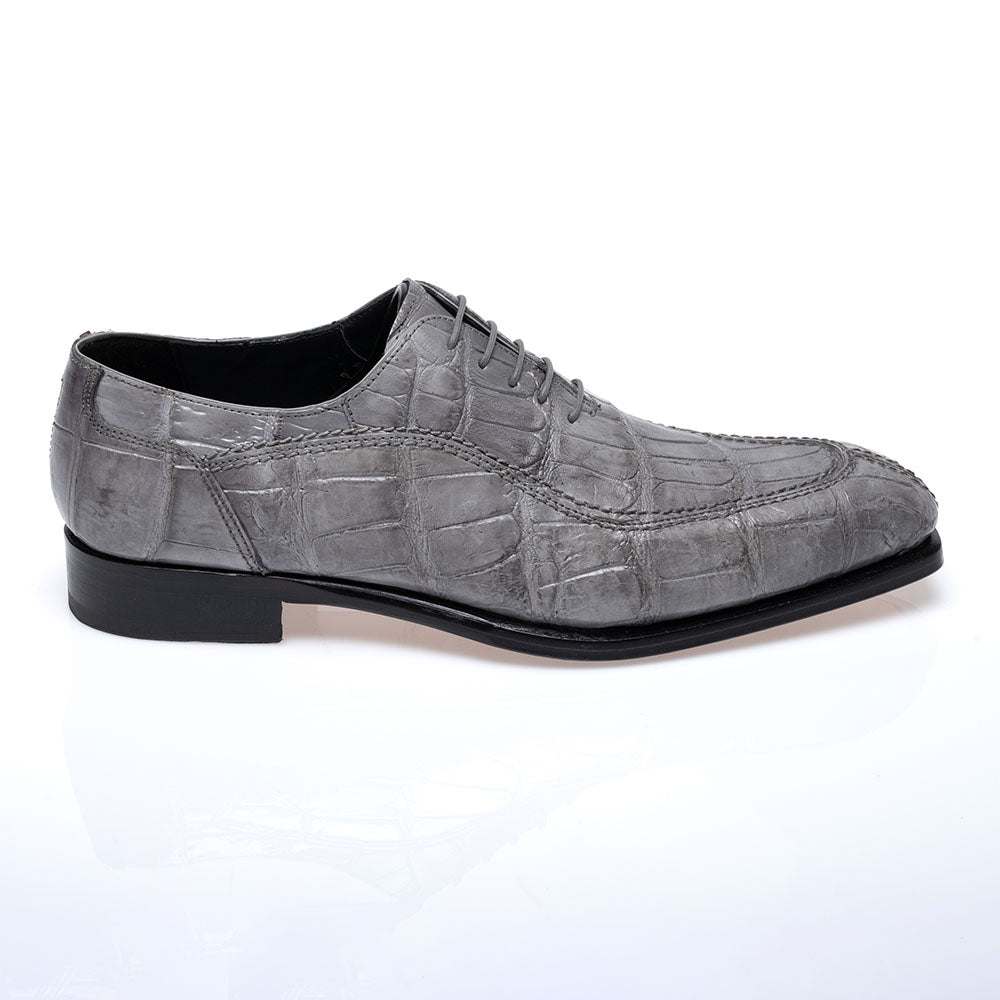 Mauri 1080/3 Alligator Hand Painted Light Grey Dress Shoes