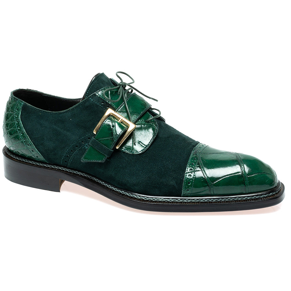 Mauri 1087/4 Alligator / Suede Hunter Green Dress Shoes