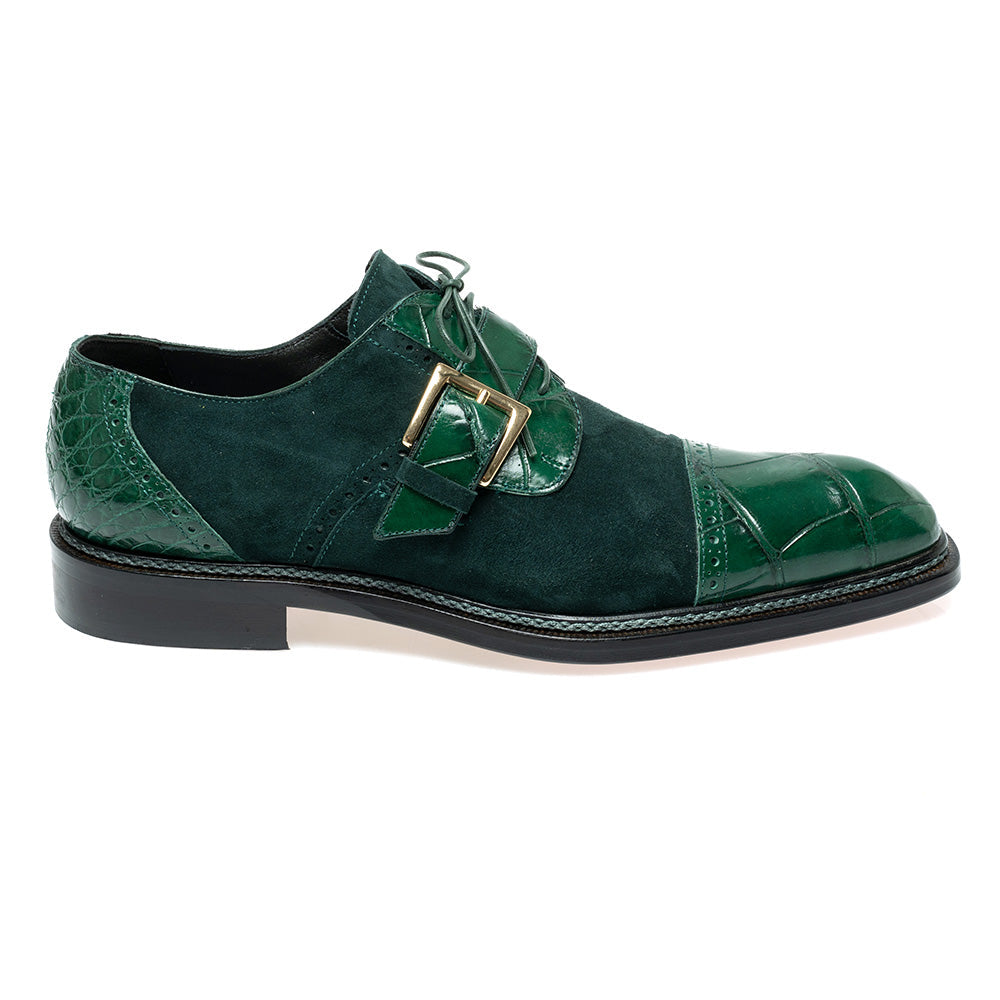 Mauri 1087/4 Alligator / Suede Hunter Green Dress Shoes
