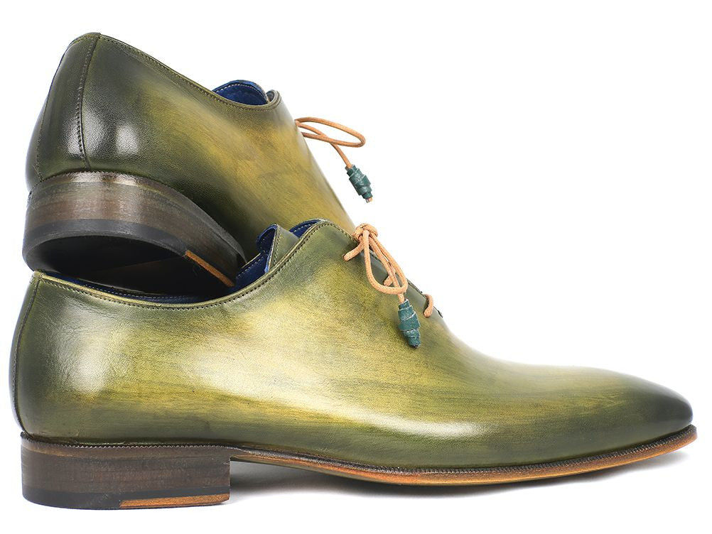 Paul Parkman Plain Toe Wholecut Oxfords Green Hanpainted Leather