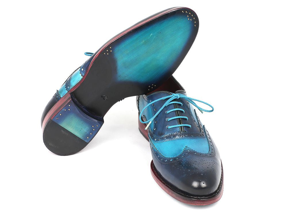 Paul Parkman Men's Two Tone Wingtip Oxfords Blue & Turquoise