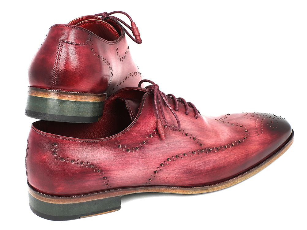 Paul Parkman Wingtip Oxfords Burgundy Handpainted Calfskin