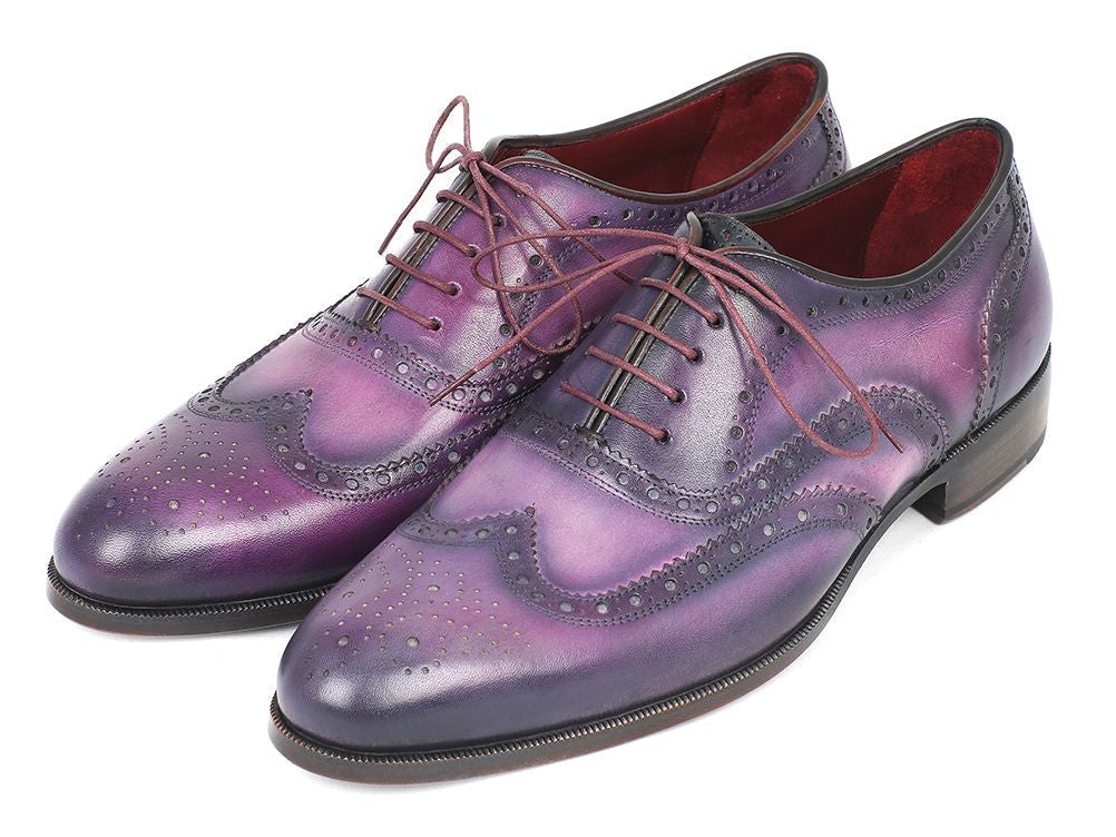Paul Parkman Wingtip Oxfords Purple & Navy Handpainted Calfskin