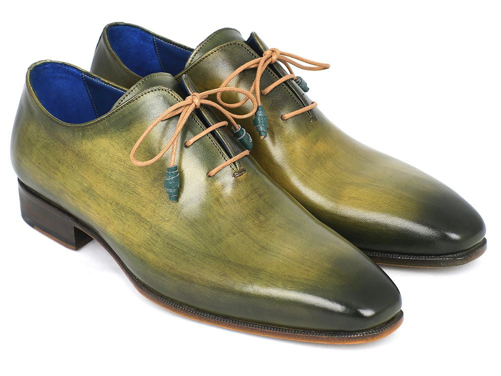 Paul Parkman Plain Toe Wholecut Oxfords Green Hanpainted Leather