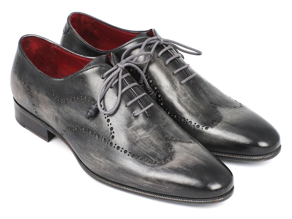 Paul Parkman Wingtip Oxfords Gray & Black Handpainted Calfskin
