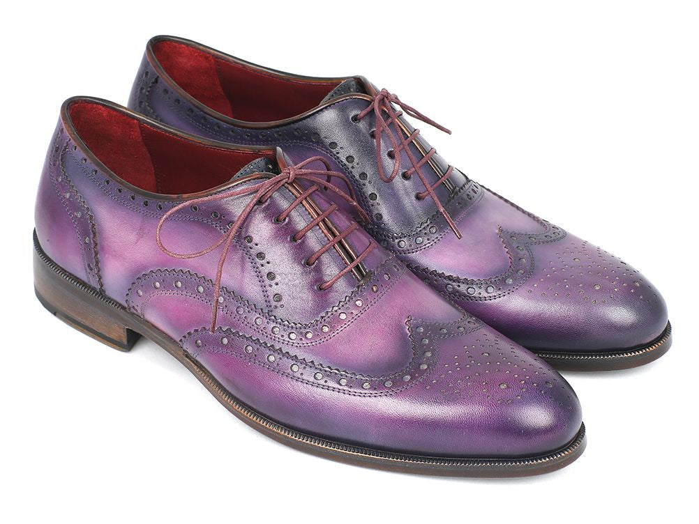 Paul Parkman Wingtip Oxfords Purple & Navy Handpainted Calfskin