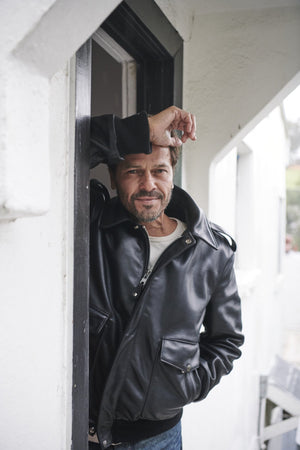 Schott 184SM Men's A-2 Naked Cowhide Leather Flight Jacket - Black - Dudes Boutique