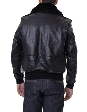 Schott 184SM Men's A-2 Naked Cowhide Leather Flight Jacket - Black - Dudes Boutique