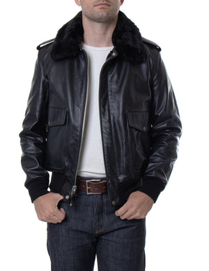 Schott 184SM Men's A-2 Naked Cowhide Leather Flight Jacket - Black - Dudes Boutique