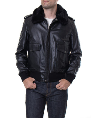 Schott 184SM Men's A-2 Naked Cowhide Leather Flight Jacket - Black - Dudes Boutique