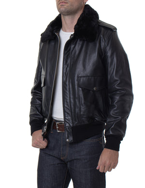 Schott 184SM Men's A-2 Naked Cowhide Leather Flight Jacket - Black - Dudes Boutique