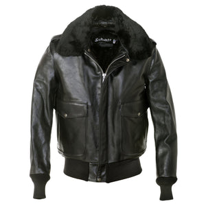 Schott 184SM Men's A-2 Naked Cowhide Leather Flight Jacket - Black - Dudes Boutique