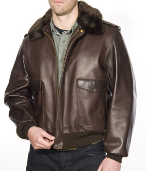 Schott 184SM Men's A-2 Naked Cowhide Leather Flight Jacket - Brown - Dudes Boutique