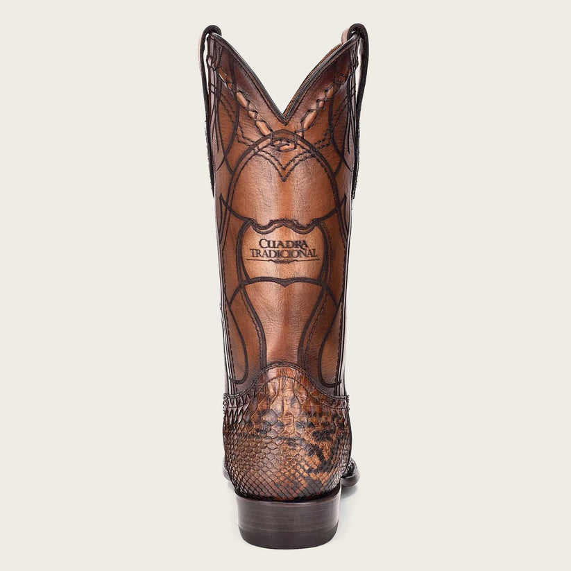 Cuadra Engraved Honey Python Leather Western Boots - Dudes Boutique