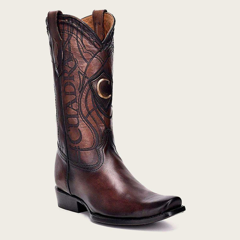 Cuadra Engraved Brown Leather Western Boots - Dudes Boutique