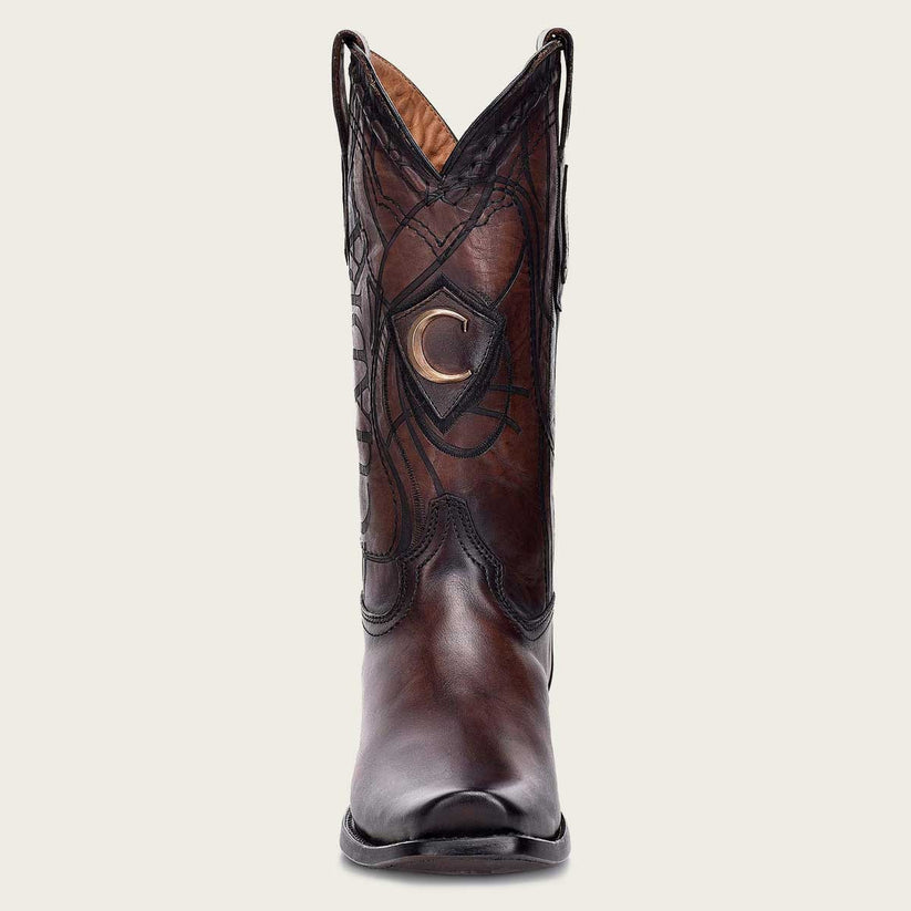 Cuadra Engraved Brown Leather Western Boots - Dudes Boutique