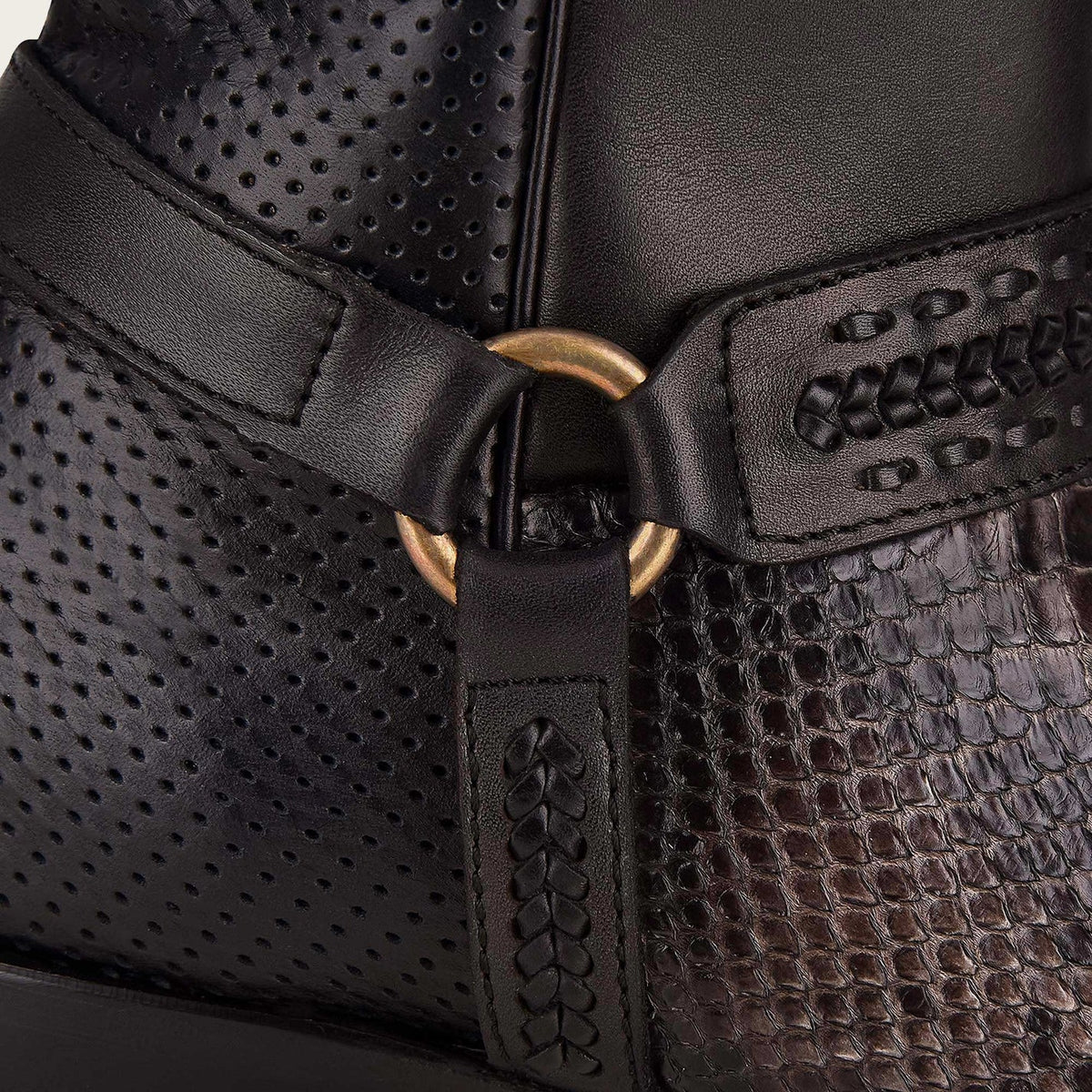Cuadra Men's Gray Handwoven Leather Python Boots - Dudes Boutique