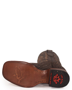 Los Altos Rustic Brown Shark Skin Western Boots - Dudes Boutique
