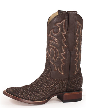Los Altos Rustic Brown Shark Skin Western Boots - Dudes Boutique