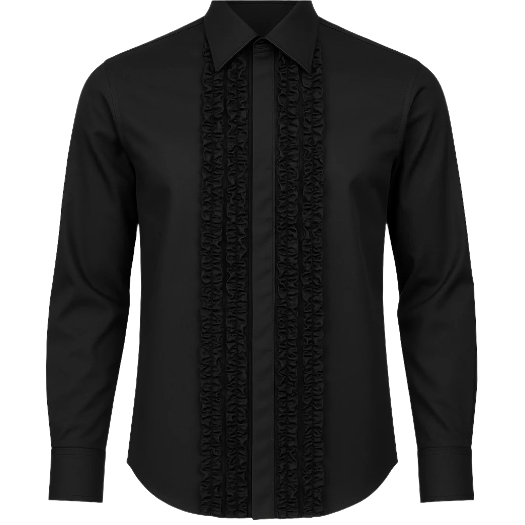 Angelino Black Ruffle Button Up Shirt