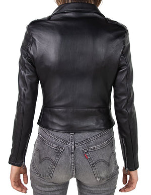 Schott 218W Women's Cropped Perfecto in Lambskin Leather Jacket - Dudes Boutique