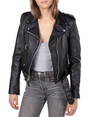 Schott 218W Women's Cropped Perfecto in Lambskin Leather Jacket - Dudes Boutique