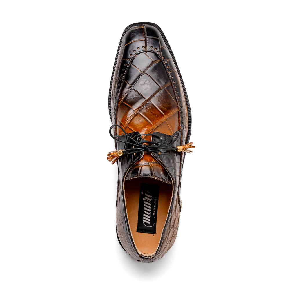 Mauri 3287 Alligator Derby Shoes Toffee / Dirty Black - Dudes Boutique