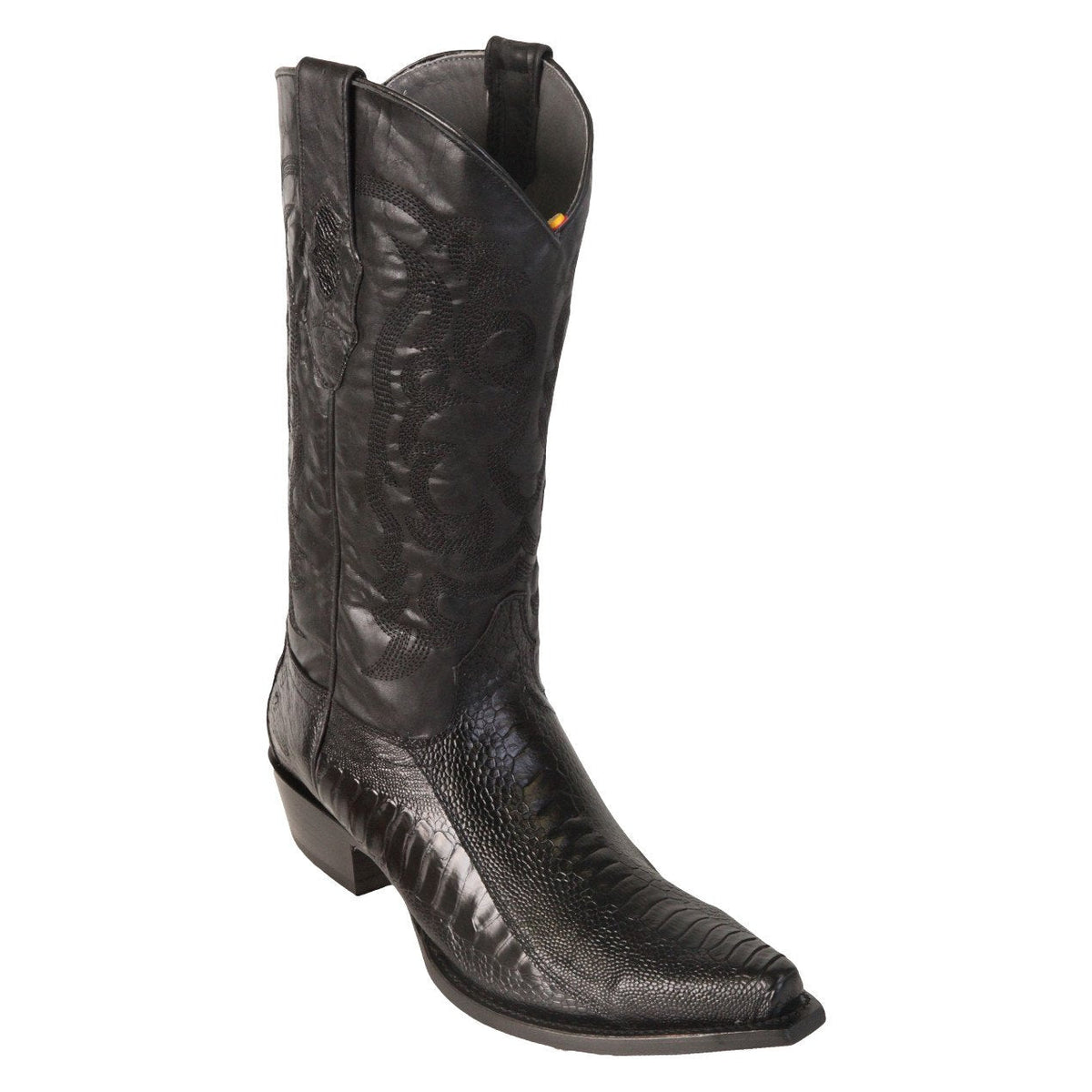 Los Altos Black Ostrich Leg Snip Toe Cowboy Boots - Dudes Boutique