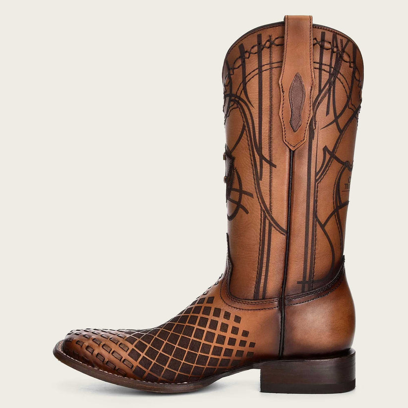 Cuadra Engraved Honey Leather Western Boots - Dudes Boutique