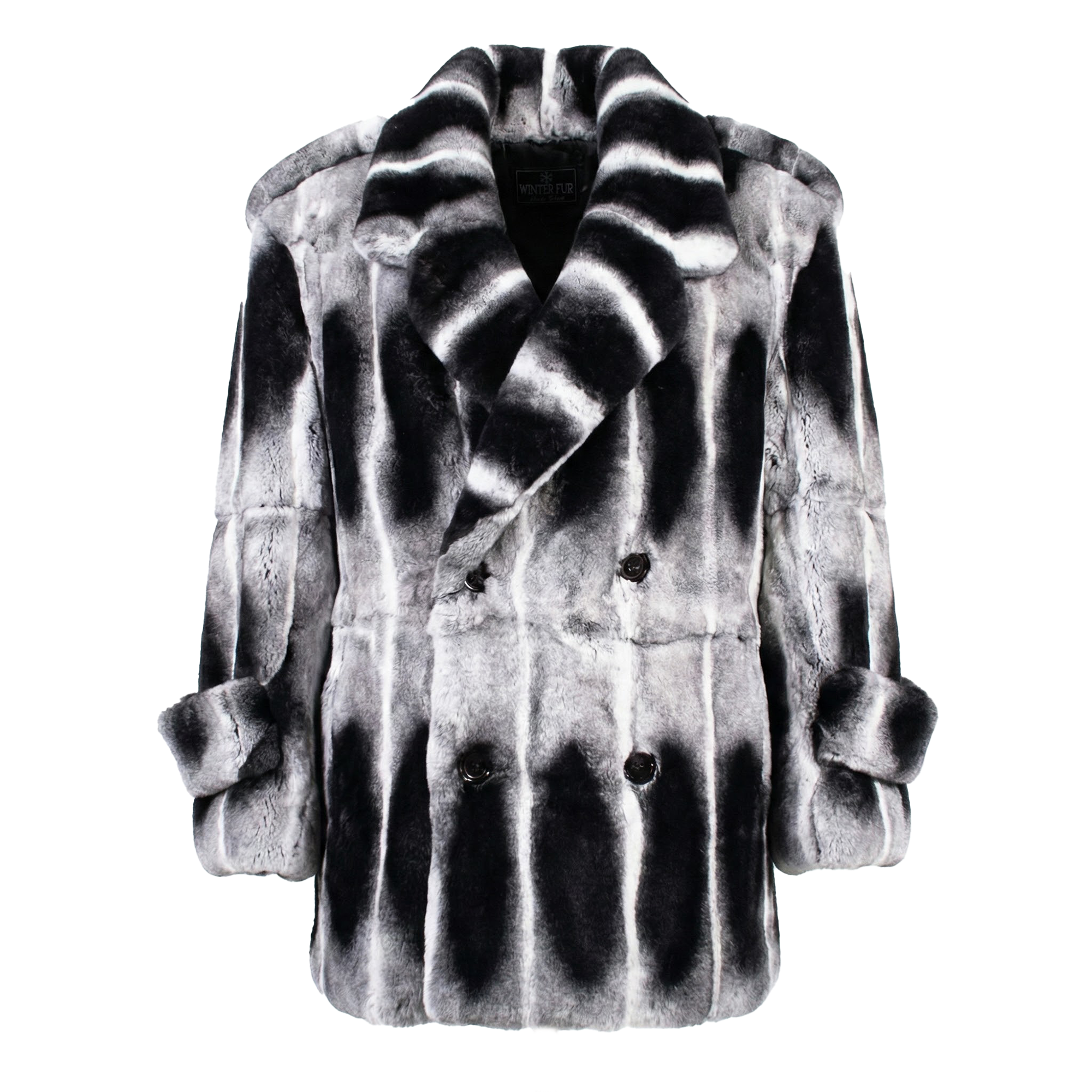 Kashani Double Breasted Rex Rabbit 3/4 Fur Coat