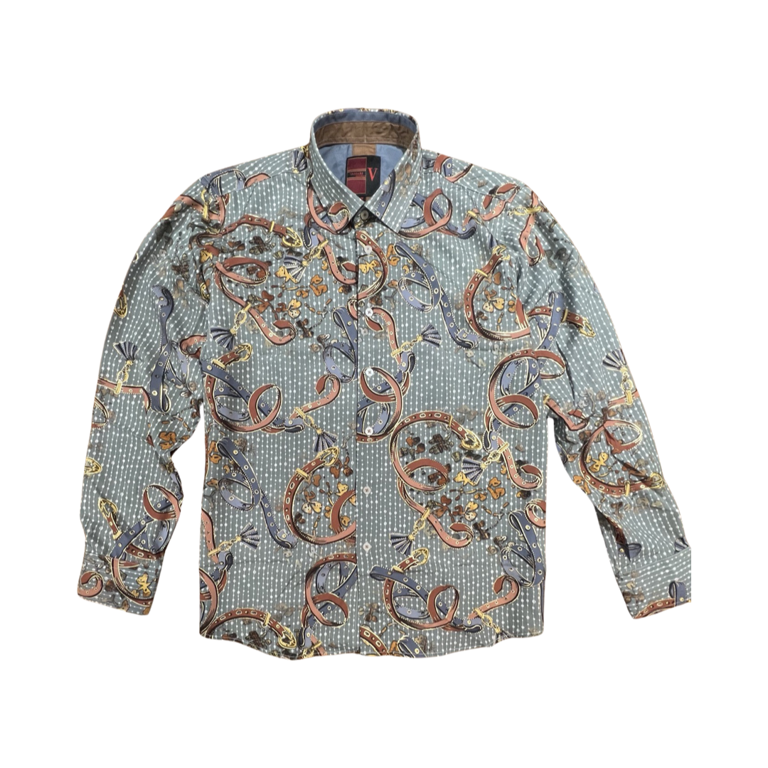 Vassari Feather Gray Island Button Up Shirt - Dudes Boutique