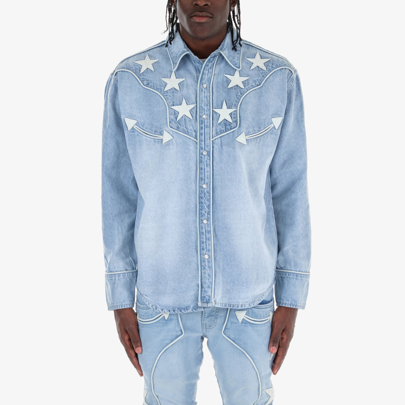 CopperRivet Light Blue Western Button Down Shirt - Dudes Boutique