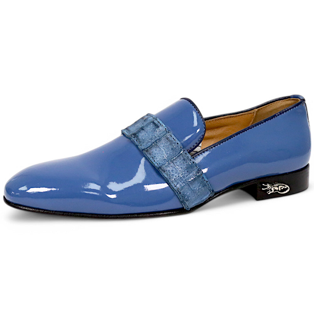 Mauri 4709/8 Caribbean Blue Hornback & Patent Leather Loafers - Dudes Boutique