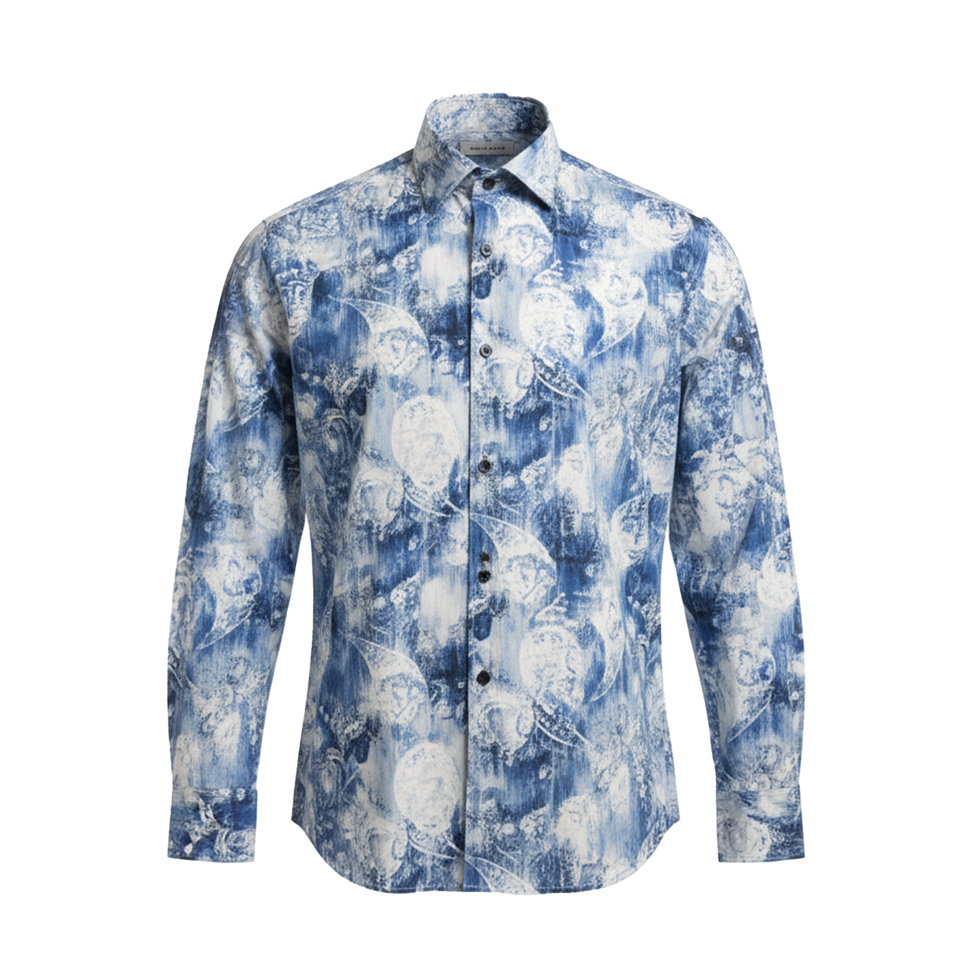 Leoni Blue Brush Floral Button Up Shirt
