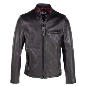 Schott 530 Men's Waxed Natural Pebbled Cowhide Café Leather Jacket - Dudes Boutique