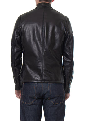 Schott 530 Men's Waxed Natural Pebbled Cowhide Café Leather Jacket - Dudes Boutique