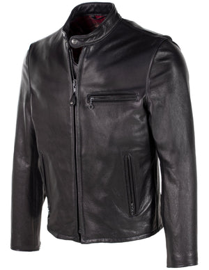 Schott 530 Men's Waxed Natural Pebbled Cowhide Café Leather Jacket - Dudes Boutique