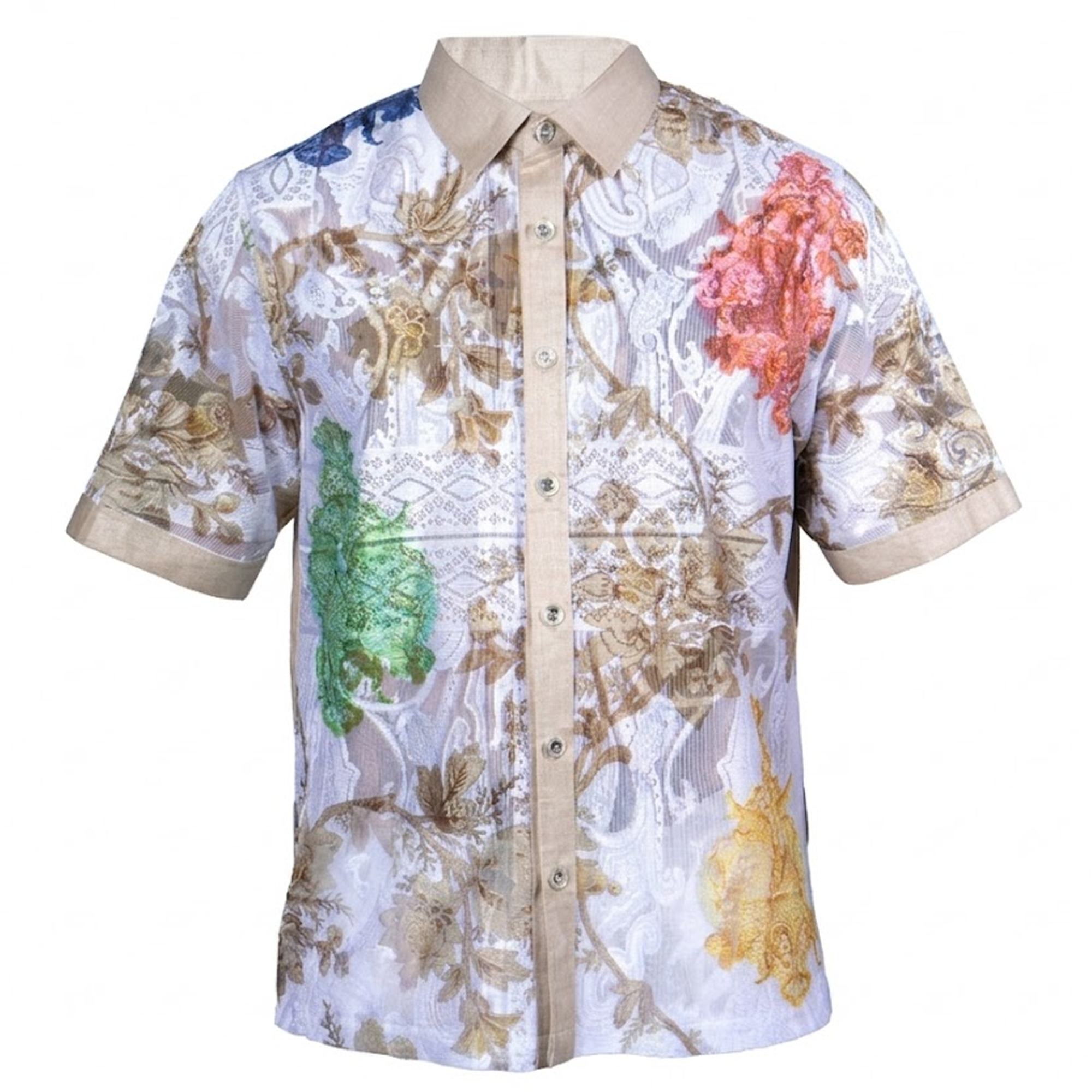 Prestige LUX-560 Oatmeal Lace Linen Shirt M