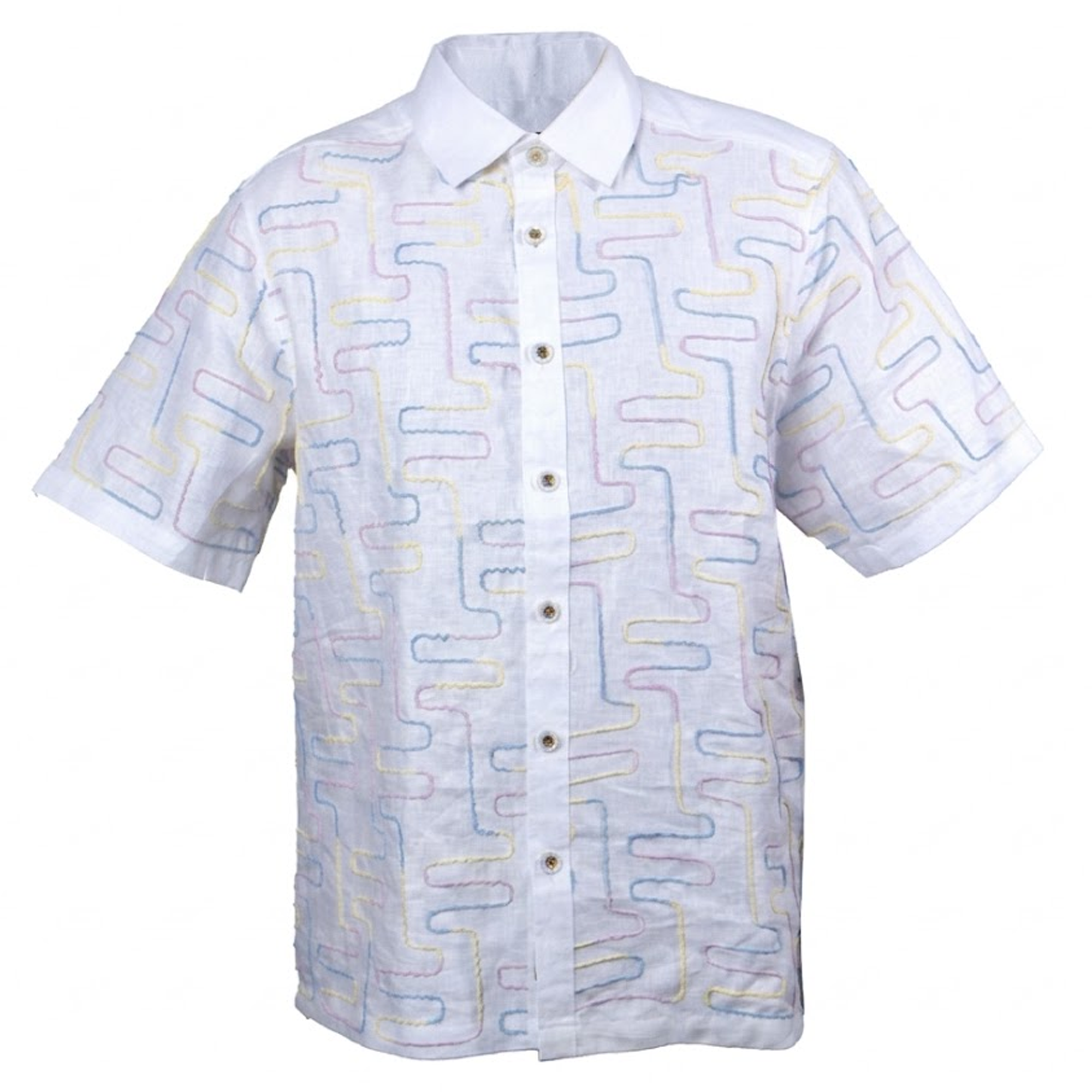 Prestige LUX-568 White Multi Linen Shirt