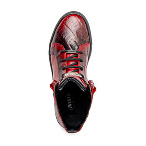 Mauri 6129/1 Baby Crocodile High Top Sneakers Red / Dirty Black - Dudes Boutique