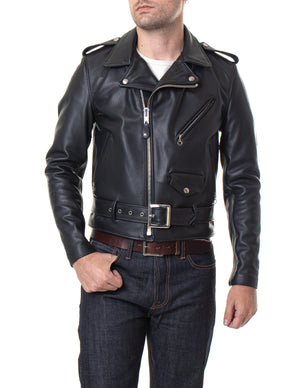 Schott 613 Men's One Star Perfecto Leather Motorcycle Jacket - Black - Dudes Boutique