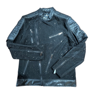 Barocco Men's Moto Black Fully Loaded Crystal Biker Jacket - Dudes Boutique