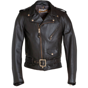 Schott 613 Men's One Star Perfecto Leather Motorcycle Jacket - Brown - Dudes Boutique
