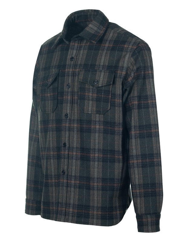Schott NYC Olive Plaid CPO Flannel Shirt - Dudes Boutique