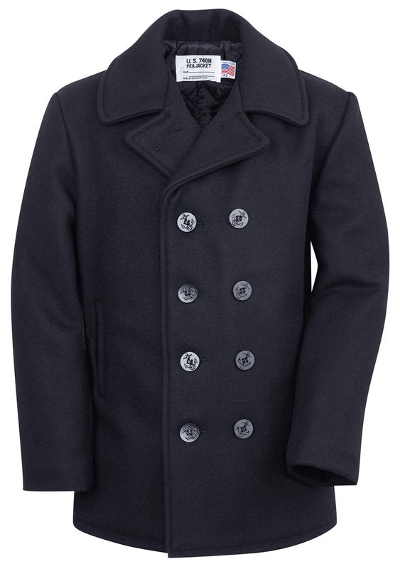 Schott 740 Classic Melton Wool Navy Pea Coat – Dudes Boutique
