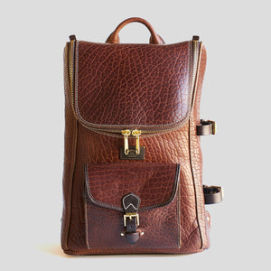Coronado No.750 CEO Bison Leather Top-Zip Backpack - Walnut - Dudes Boutique