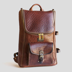 Coronado No.750 CEO Bison Leather Top-Zip Backpack - Walnut - Dudes Boutique